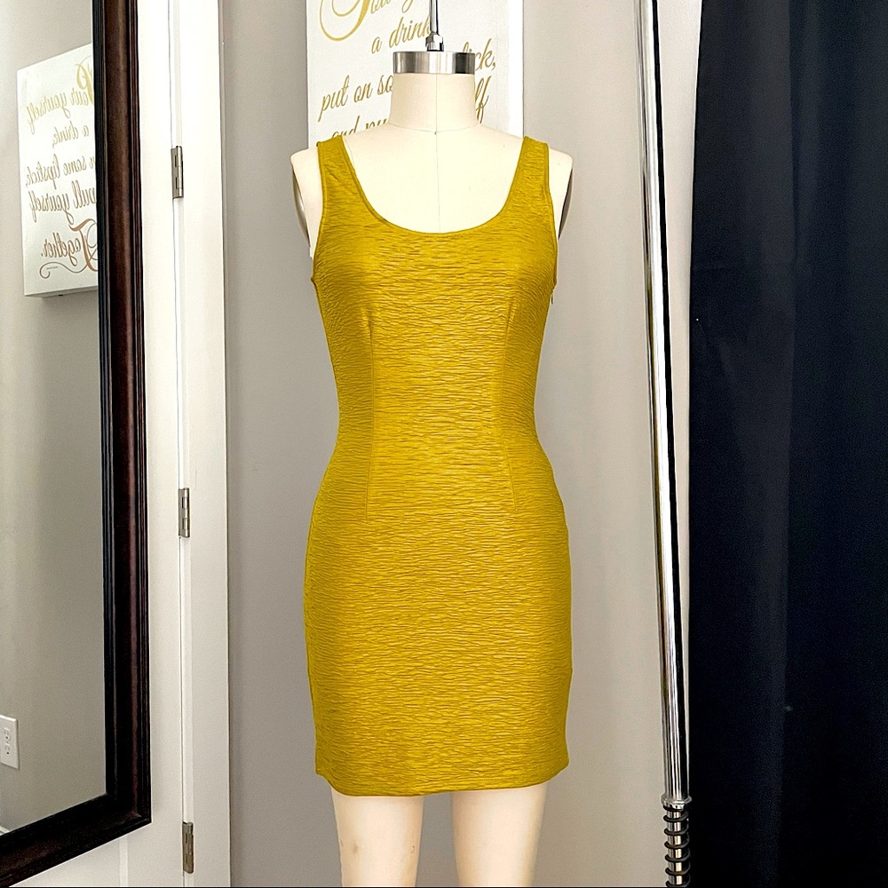 Yellow Green Ruched Bodycon Dress